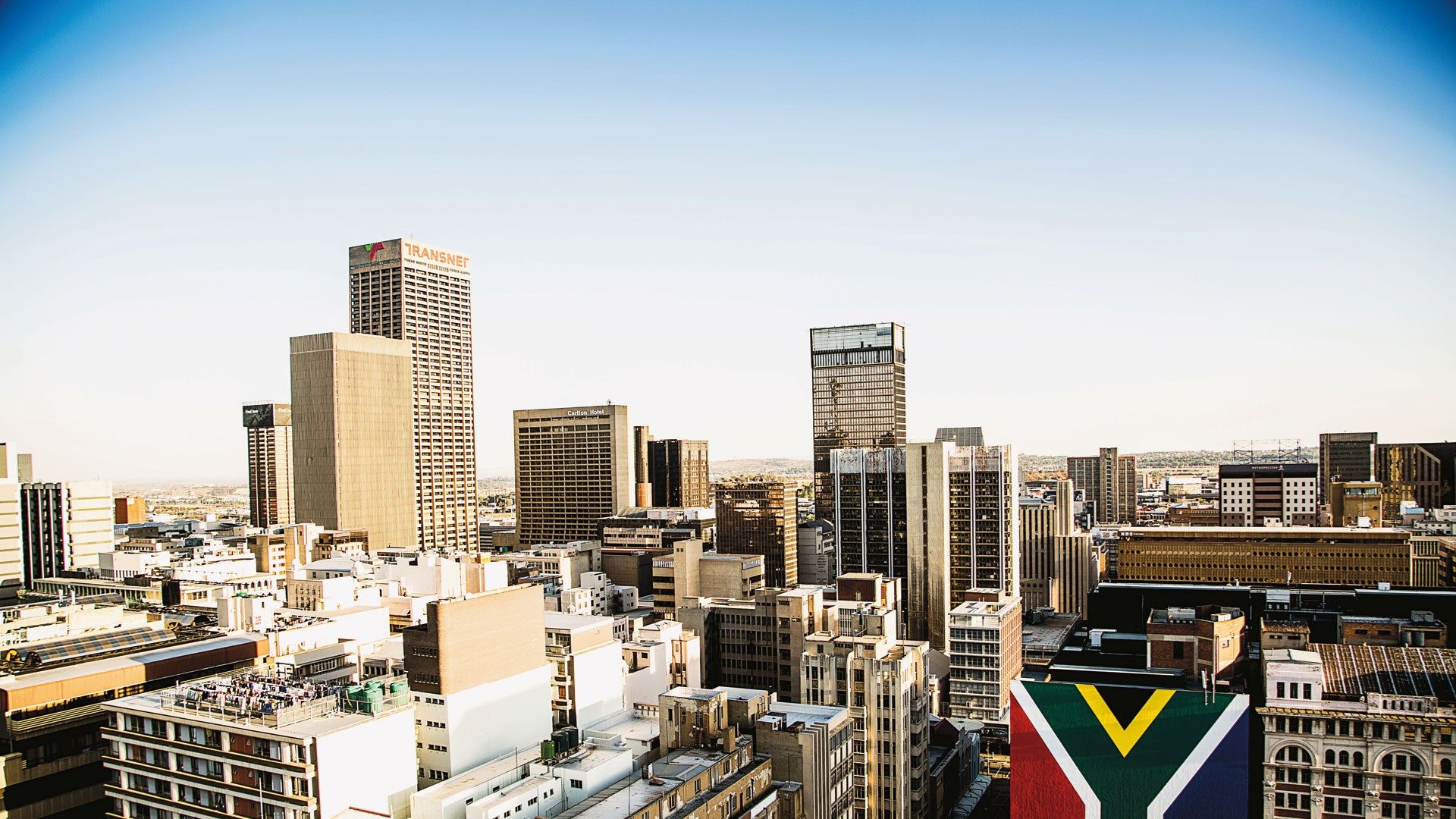 Johannesburg city skyline at dusk